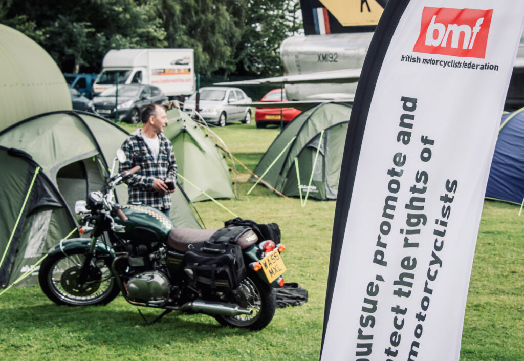 Participant at the BMF Dambuster Rally, 2019. Used courtesy of the British Motorcyclists Federation.